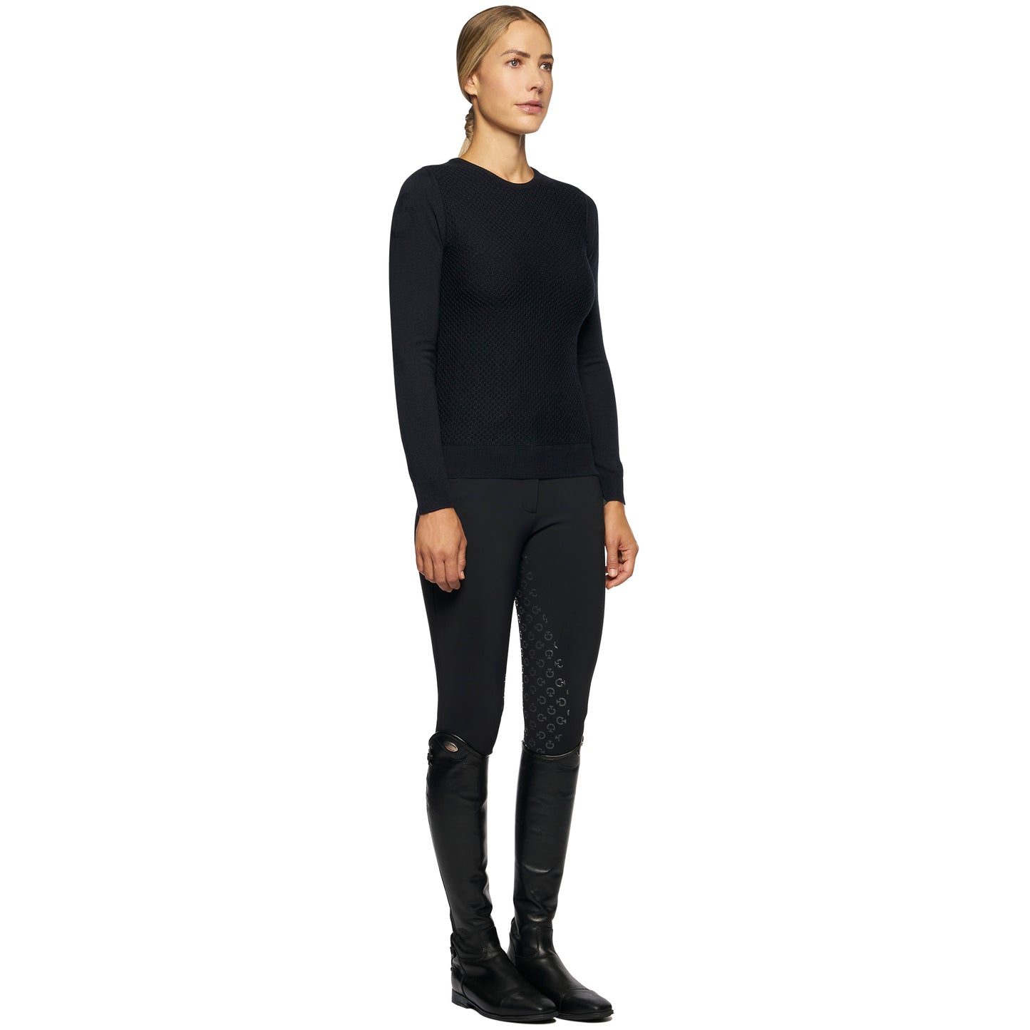 Cavalleria Toscana Wool Knit Honeycomb Crew Neck Sweater