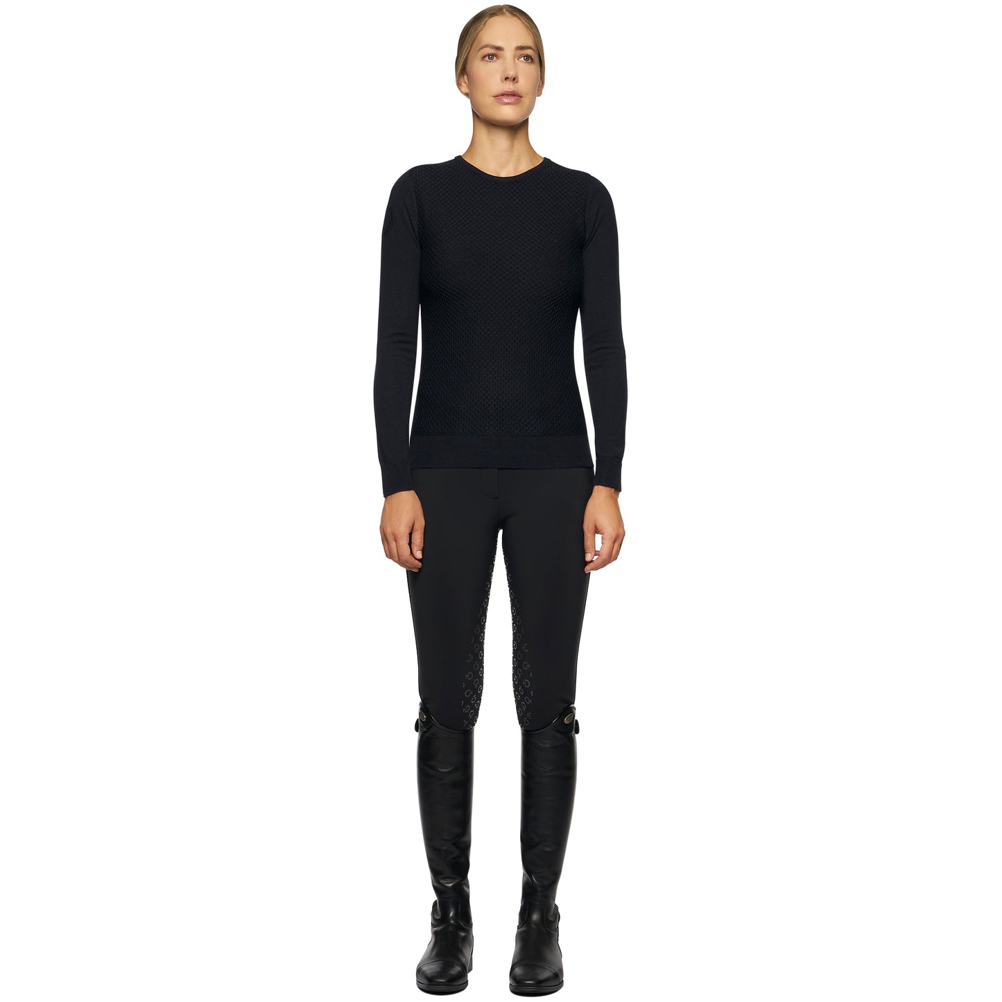 Cavalleria Toscana Wool Knit Honeycomb Crew Neck Sweater