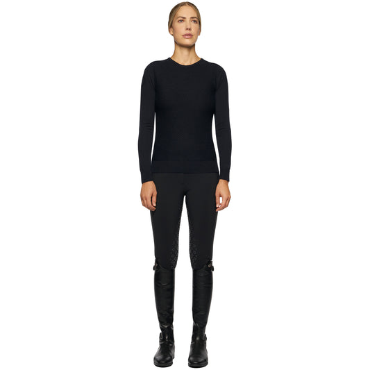 Cavalleria Toscana Wool Knit Honeycomb Crew Neck Sweater