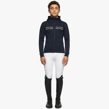 Cavalleria Toscana Junior Printed Stripe CT Logo Cotton Zip Hoodie