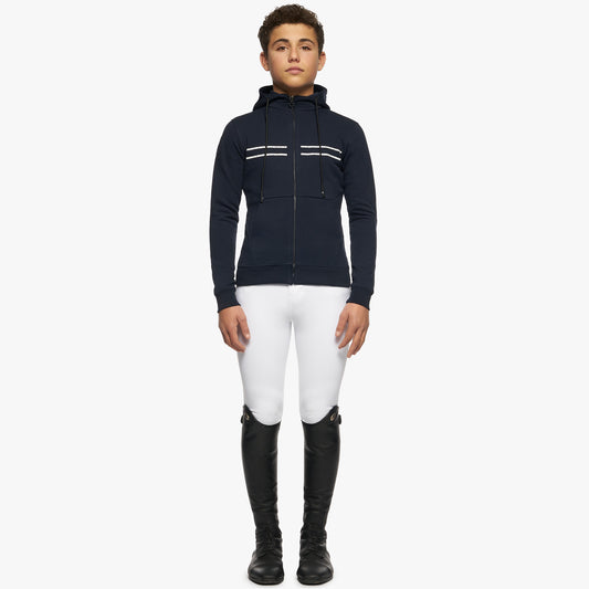 Cavalleria Toscana Junior Printed Stripe CT Logo Cotton Zip Hoodie