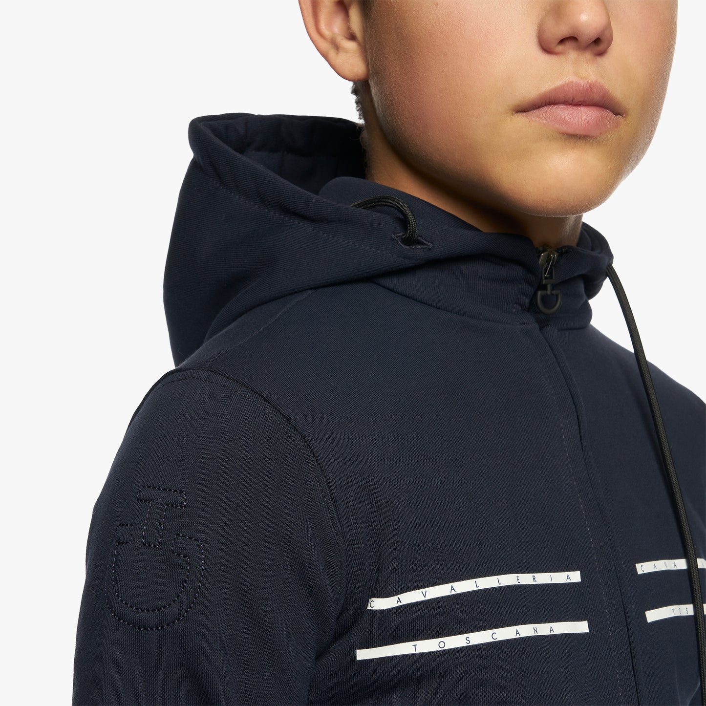 Cavalleria Toscana Junior Printed Stripe CT Logo Cotton Zip Hoodie