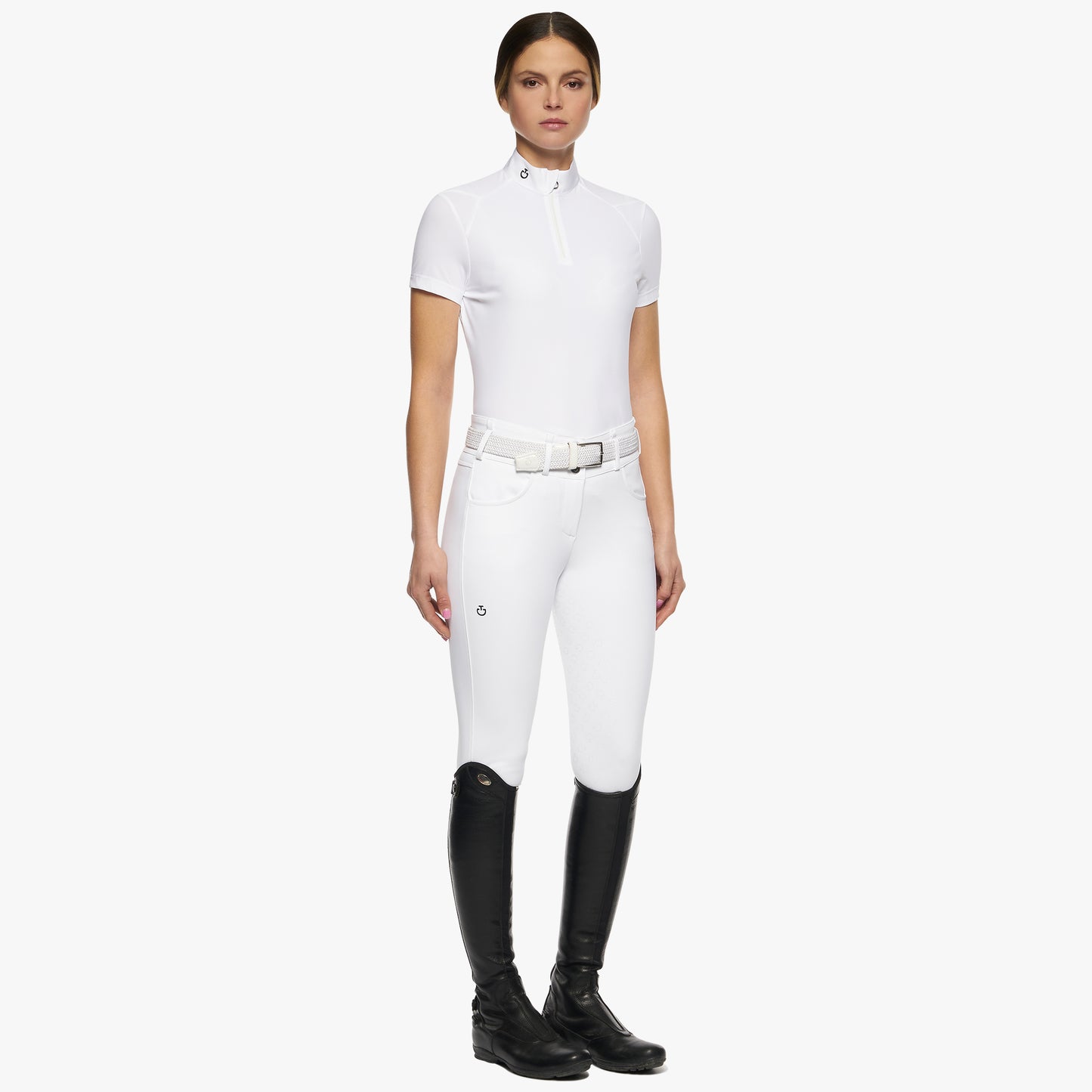 Cavalleria Toscana Mitered Corner Jersey S/S Zip Tävlingstopp